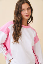 9106FK Colorblock Terry Pullover Sweatshirt