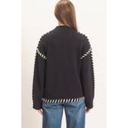 Blanket Stitch High Neck Sweater