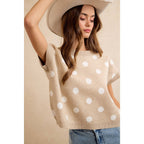 POLKA DOT KNIT SLEEVELESS TOP