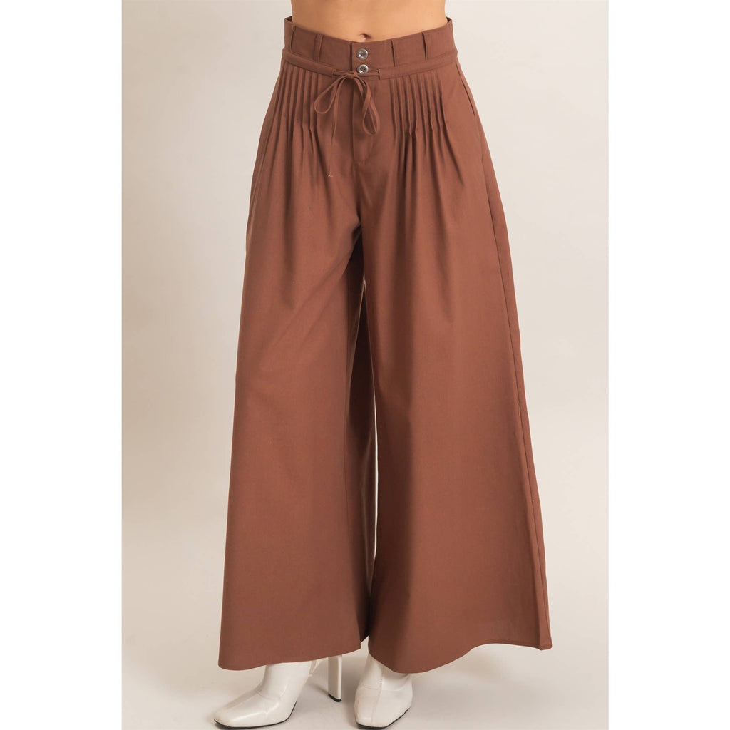 High-Waisted Pintuck Trousers