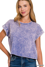Washed Cotton Short Sleeve Top - Zenana