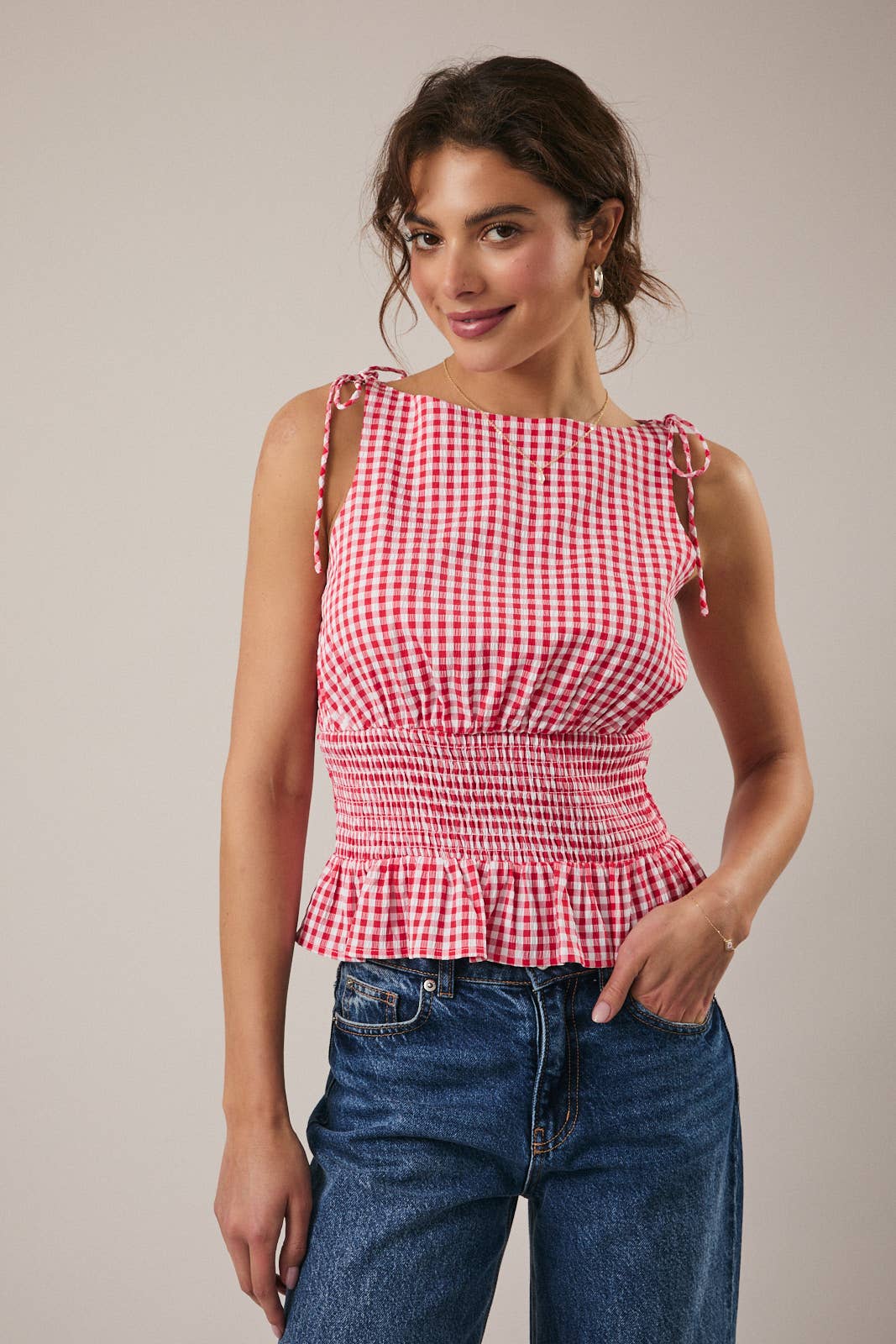 Strawberry Girl Gingham Top