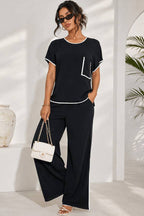 Contrast Trim Two-Piece Lounge Set
