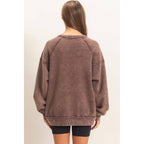 Acid Wash Raw Edge Sweatshirt