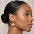 Pearl Drop Chunky Huggie Hoop Earrings