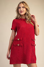 Round Neck Twist Trim Mini Dress
