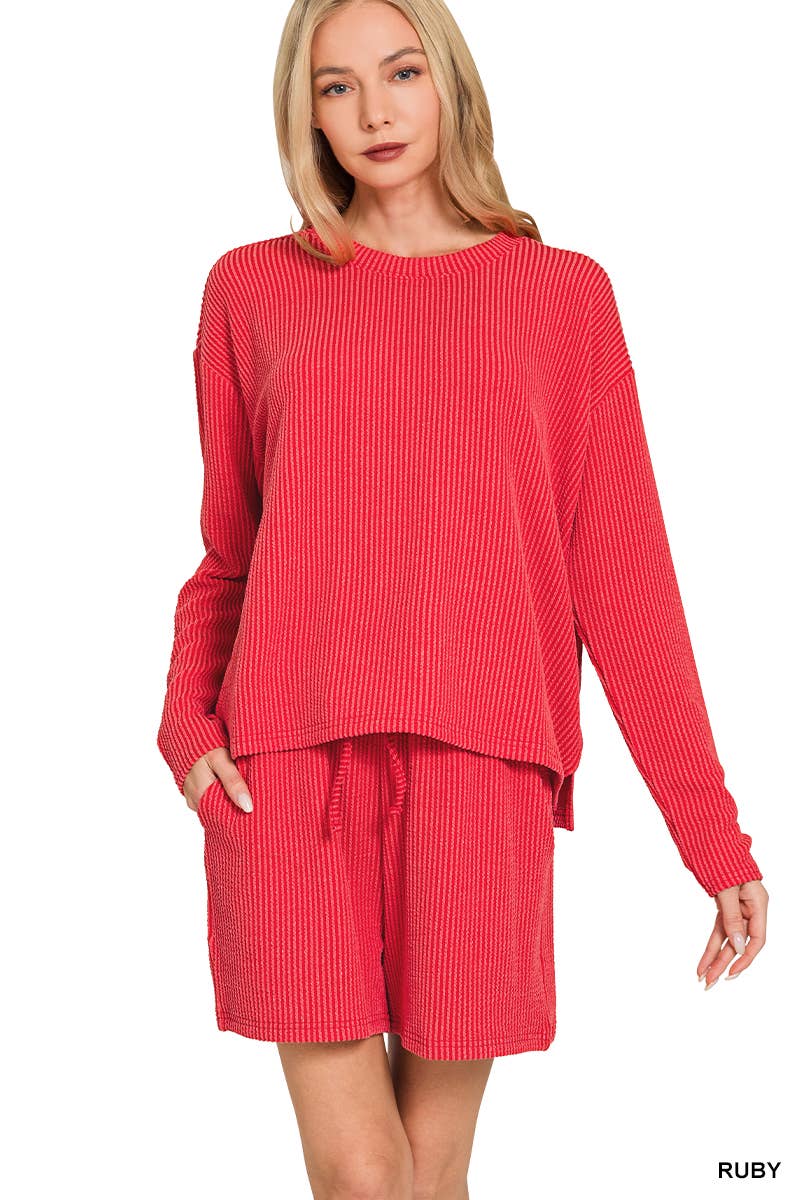 ..Ribbed Short Sleeve Tee & Pants 2PC Set