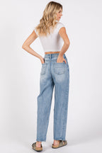 P1305X-LM SIDE SEAM DETAILING HIGH RISE COMFORT BARREL JEANS
