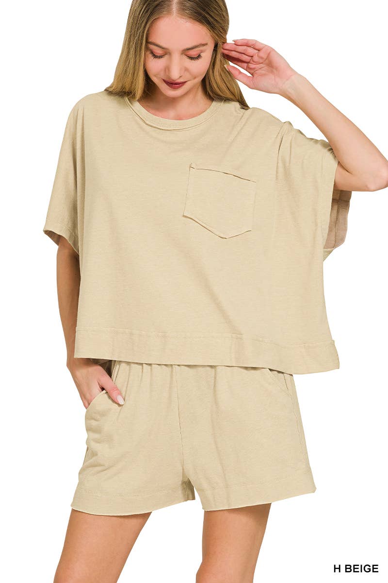 Exposed Seam Boxy Top N Shorts Set