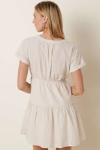 STRIPE BUTTON FRONT MINI SHIRT DRESS