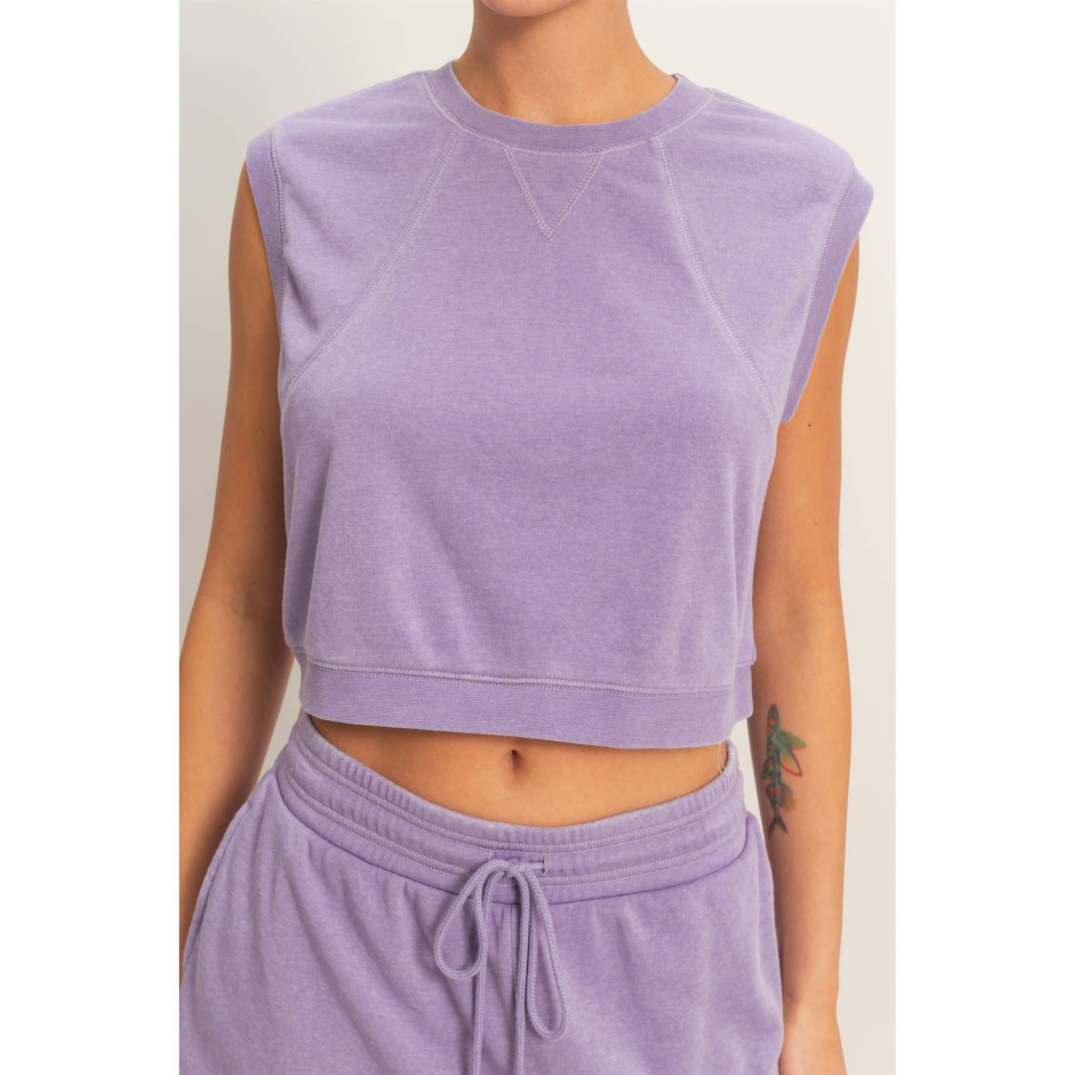 Burnout French Terry Sleeveless Top & Shorts Set