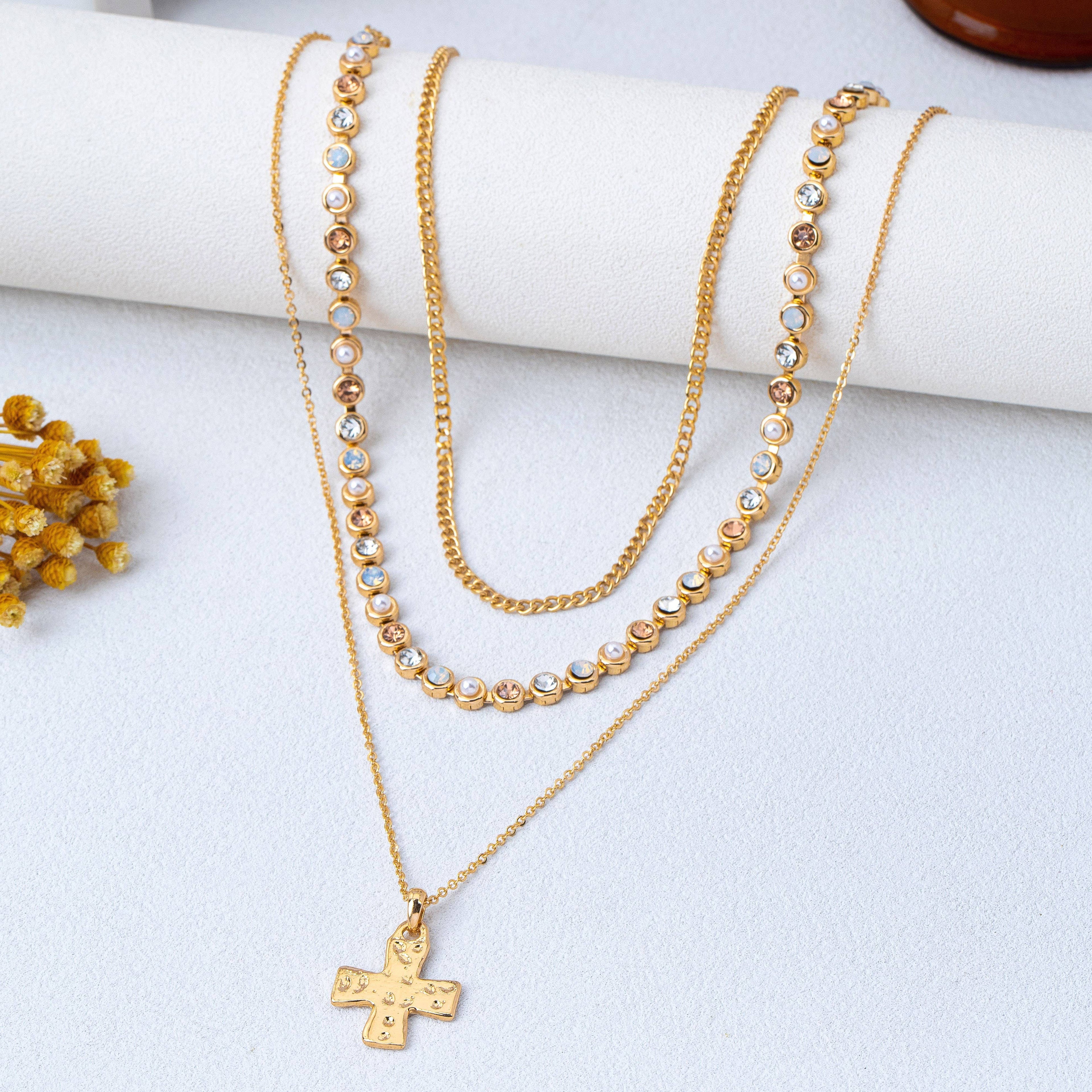 Multi-Layered Cross Pendant Necklace | 80N93429