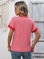 Striped Knit Tee Casual Oversized Boutique T Shirt