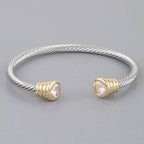 Bejeweled Two Toned Twisted Cuff Bracelet