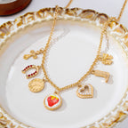 Strawberry Bow Coin Boot Western Charm Necklace | 80N93114