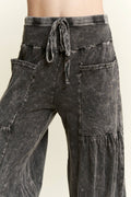 Mineral Washed Boho waist band wideleg cropped pants HP5900