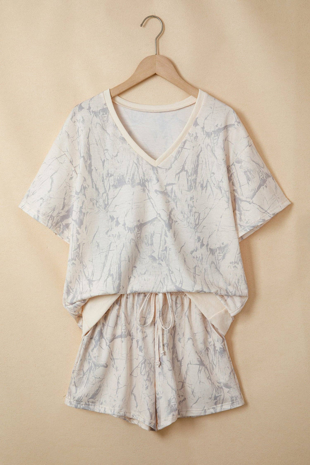 PRETTY BASH Camo V-Neck Loose Tee & Shorts Set