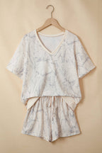 PRETTY BASH Camo V-Neck Loose Tee & Shorts Set
