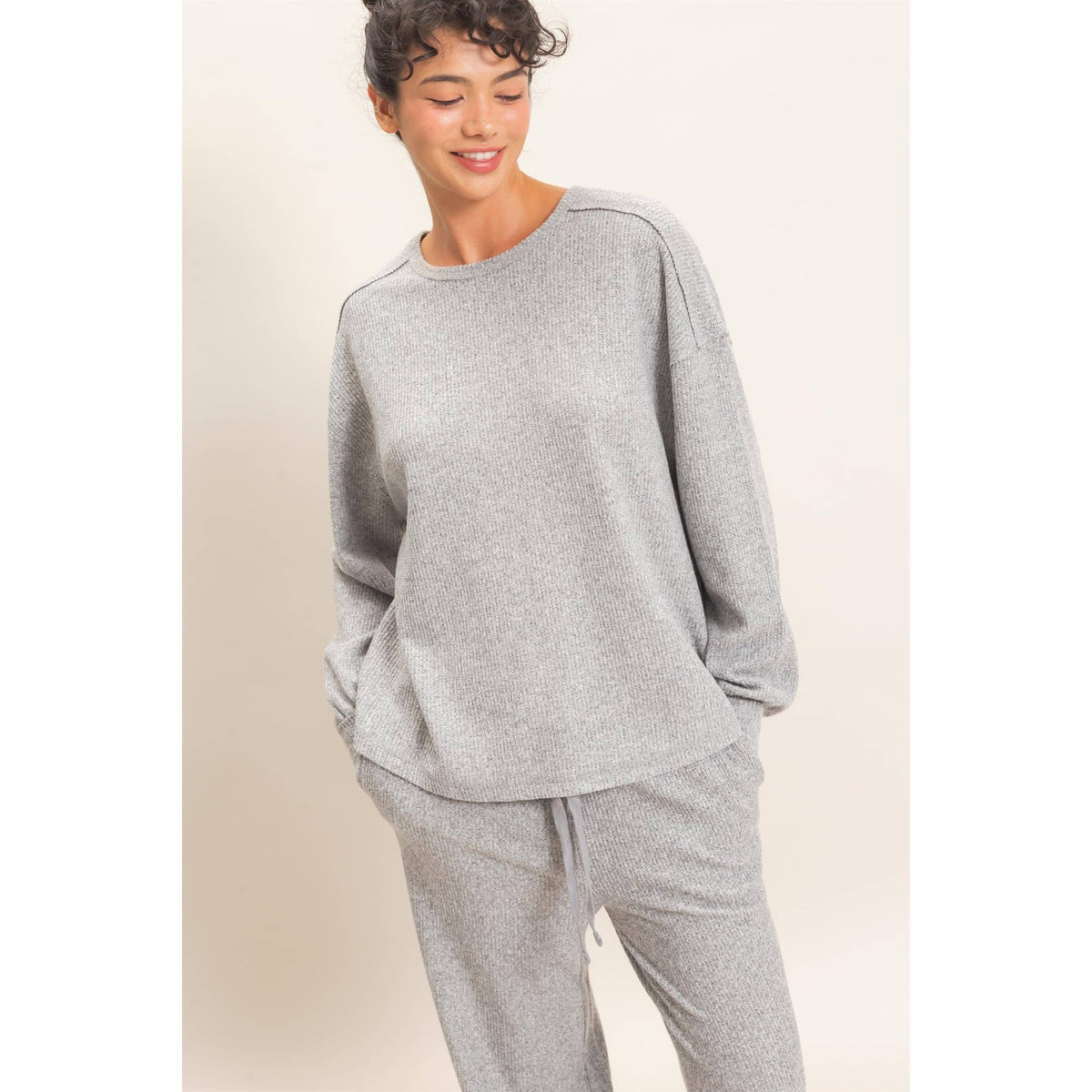 Raw Edge Waffle Sweatshirt