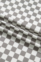 Checker Ribbed Knit Halter Tank Top