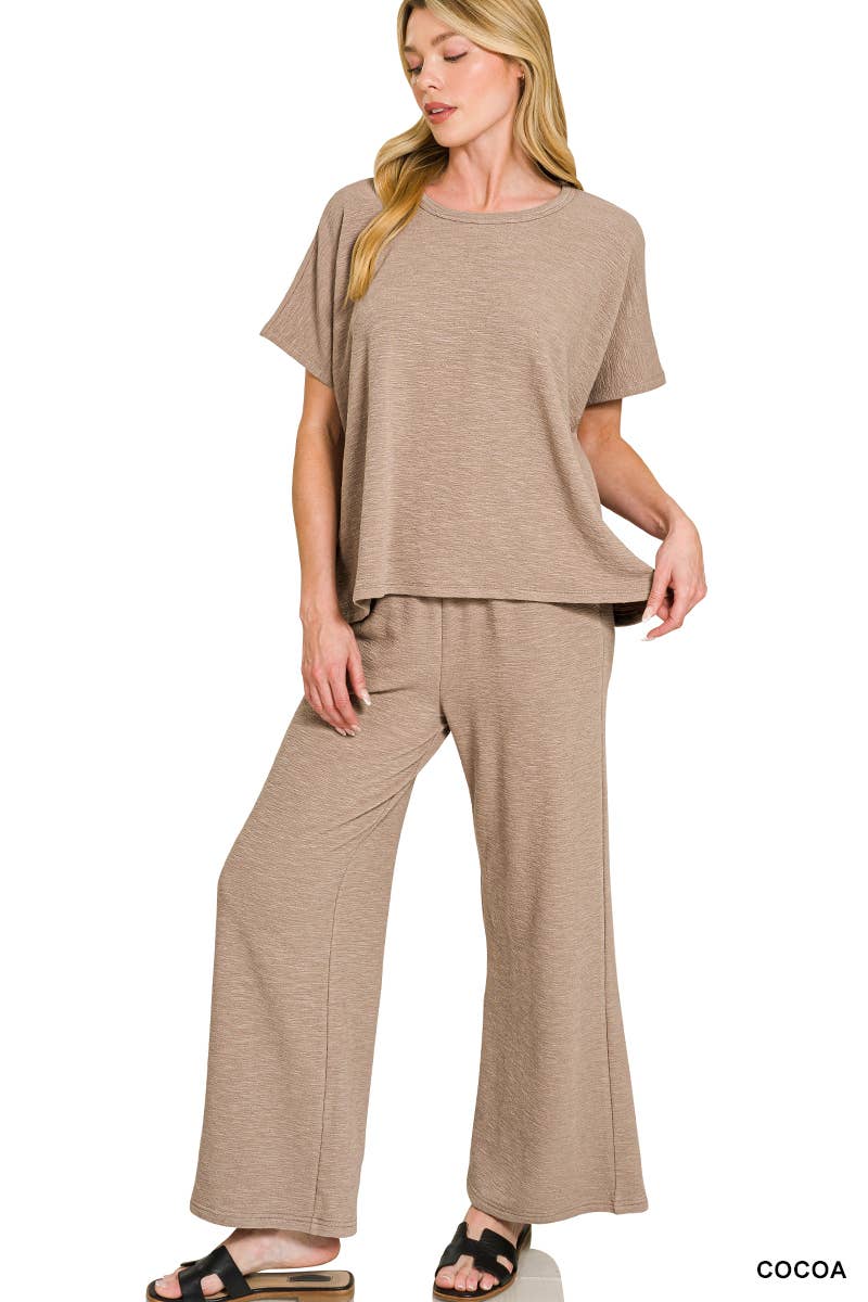 Cotton Slub Top And Pants Set