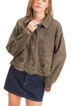Suede Jacket With Laser Cut Hem