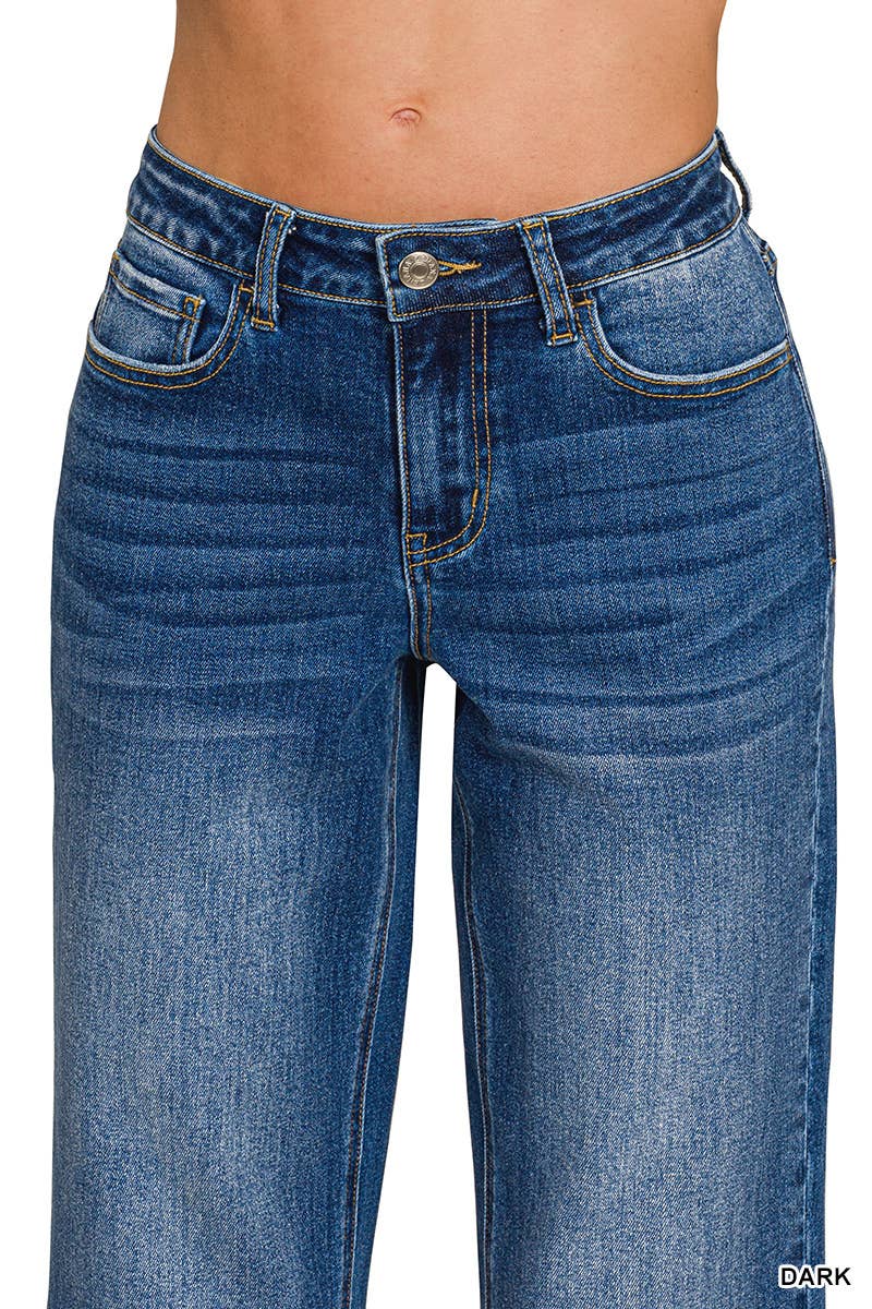 0827 High Waist Straight Leg Dark Wash Denim Pants SI-28061 Zenana