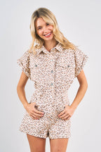 7904-Short Sleeve Leopard Print Romper