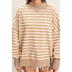 Striped Mock Neck Sweatshirt