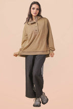 NT12225-Mock Neck Mineral Washed Knit Causal Top