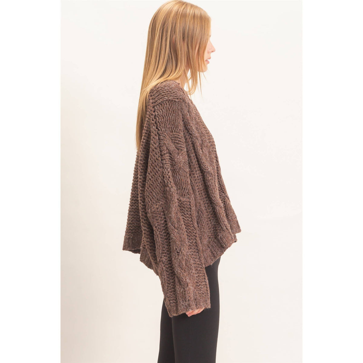 Cable Knit V-Neck Sweater