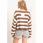 Striped Boat Neck Knit Sweater