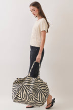 CB0017-Zebra Print Canvas Tote Bag