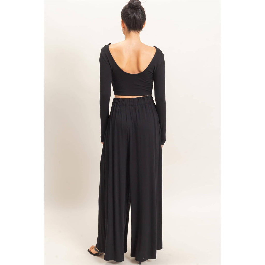 Long Sleeve Top & Wide Leg Pants Set