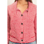 Striped Cardigan With Scarf
