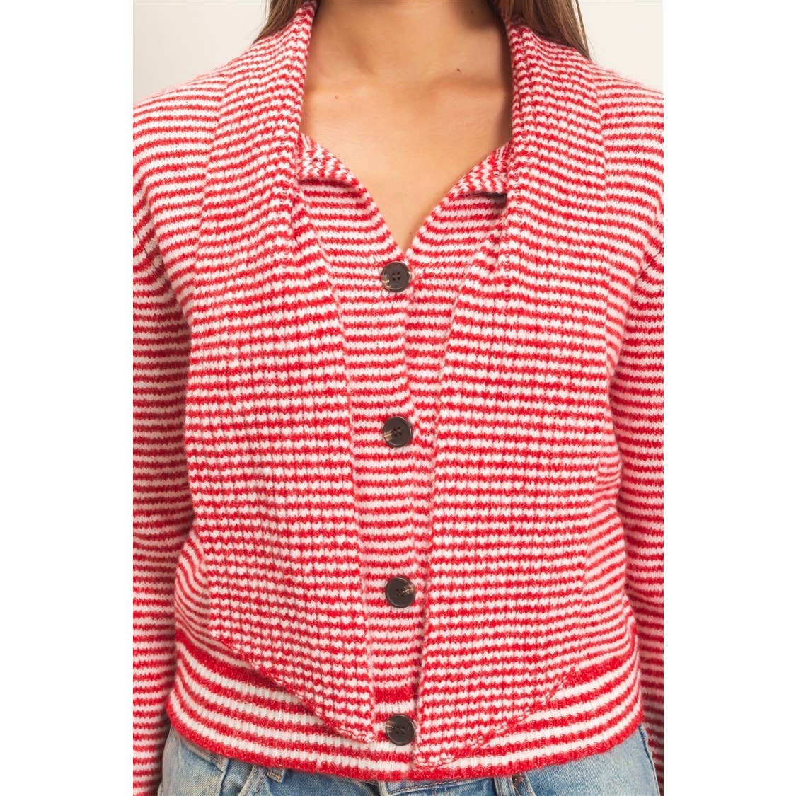 Striped Cardigan With Scarf