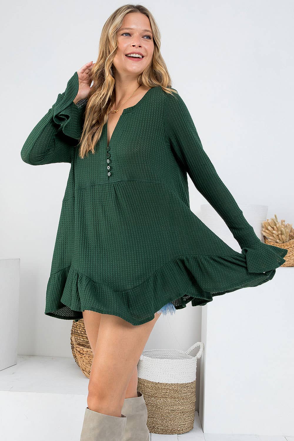 SW275 - Waffle Knit Flare Top
