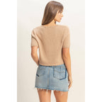V-Neck Cropped Button Cardigan