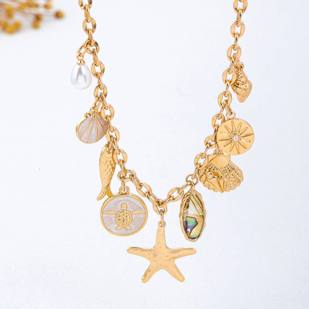 Charm Necklace-Sea Starfish Seashell Fish | 80N92950