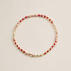 Beaded Heart Charm Stretch Bracelet Set | 3-Piece Layered Stack with Gold Accents