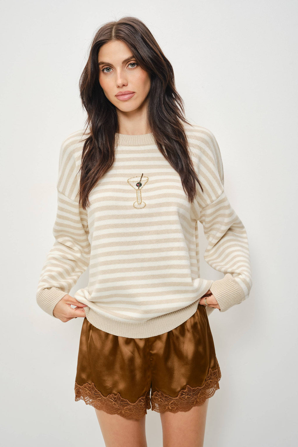 ZELDA MARTINI BEAD STRIPED SWEATER
