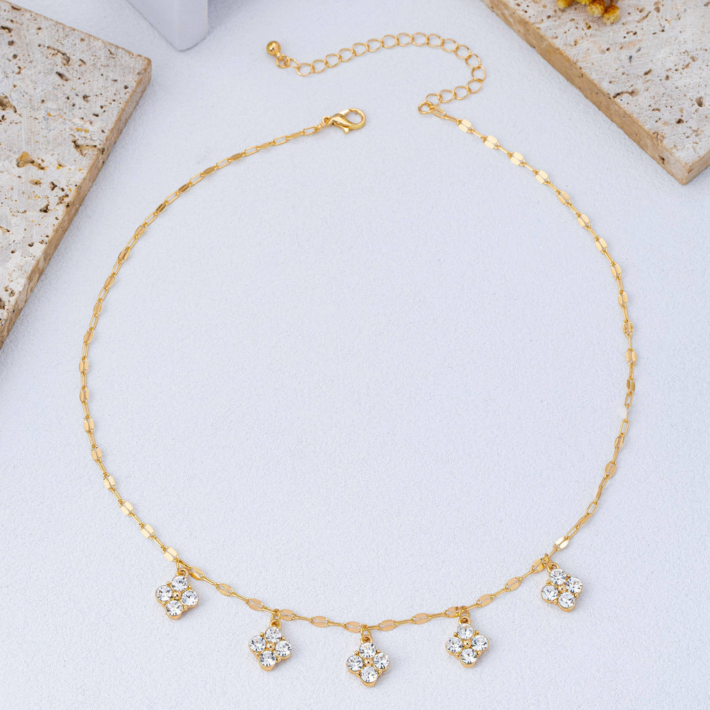 Crystal Quatrefoil Clover Station Necklace | 80N93157