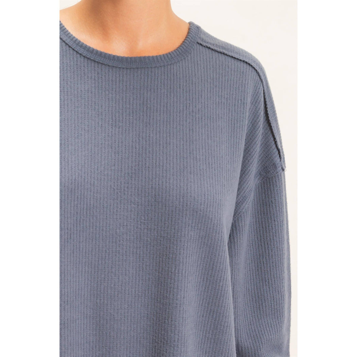 Raw Edge Waffle Sweatshirt