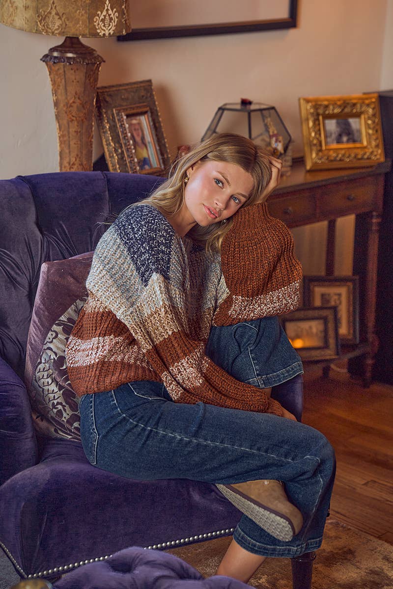 STRIPED MULTI COLOR CROP SWEATER