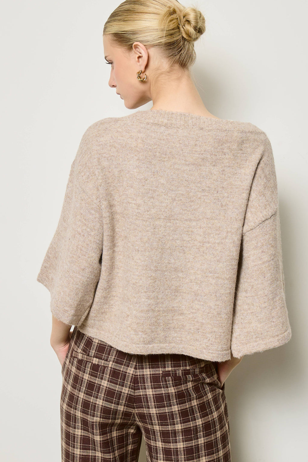 Wide Sleeve Button Front Knit Cardigan