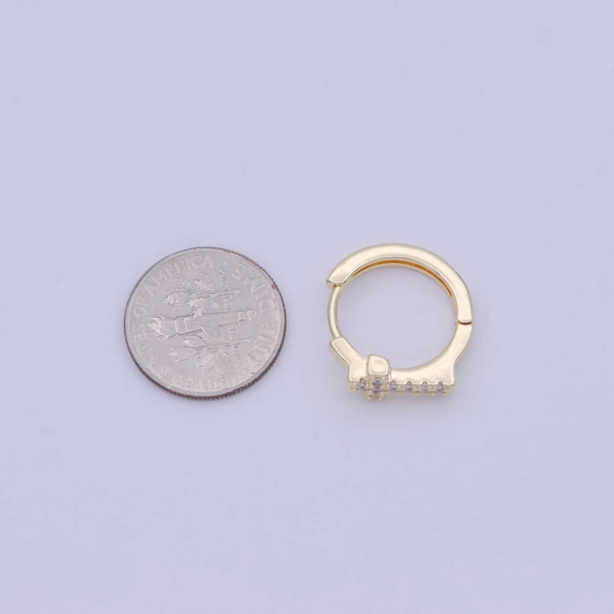 Cross Gold Hoop Earring