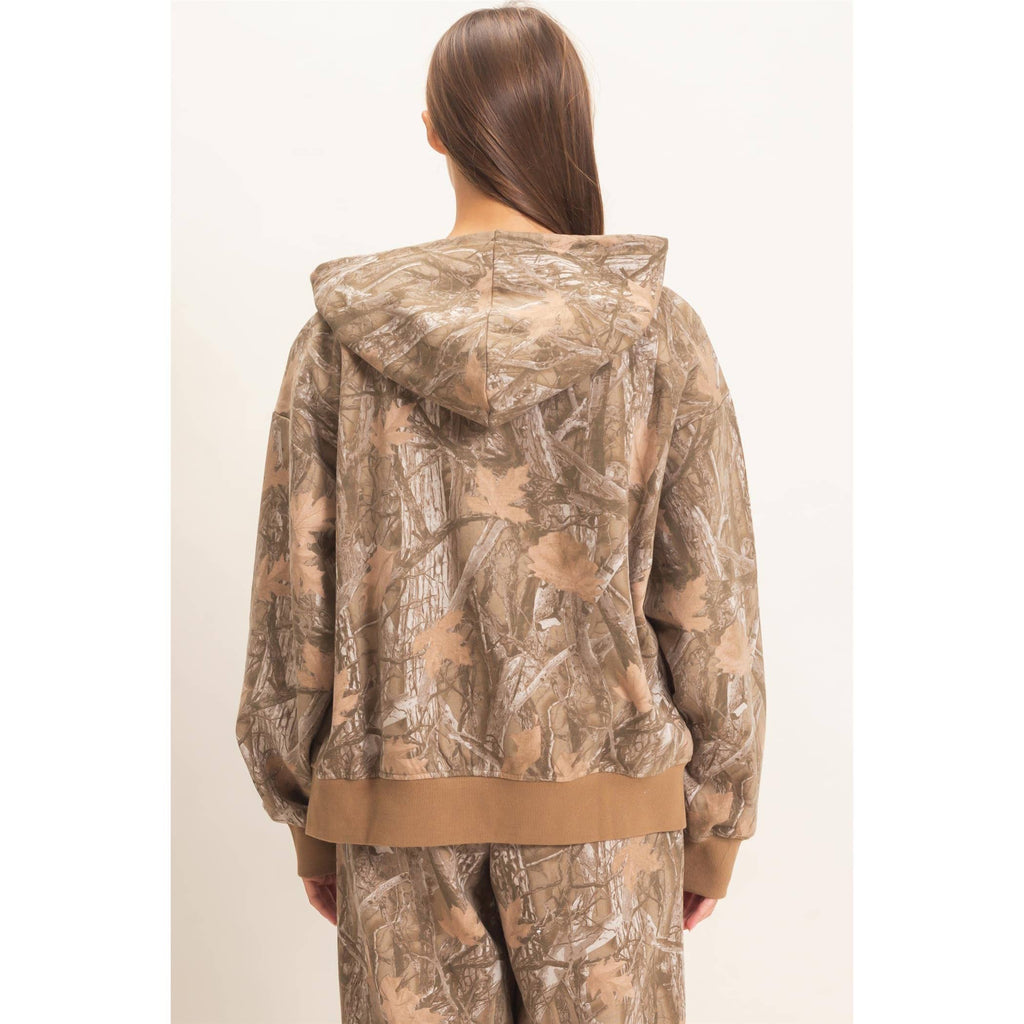 Tree Camouflage Zip-Up Hoodie