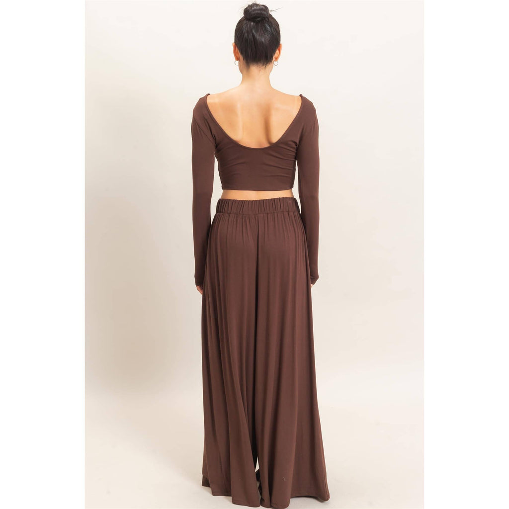 Long Sleeve Top & Wide Leg Pants Set