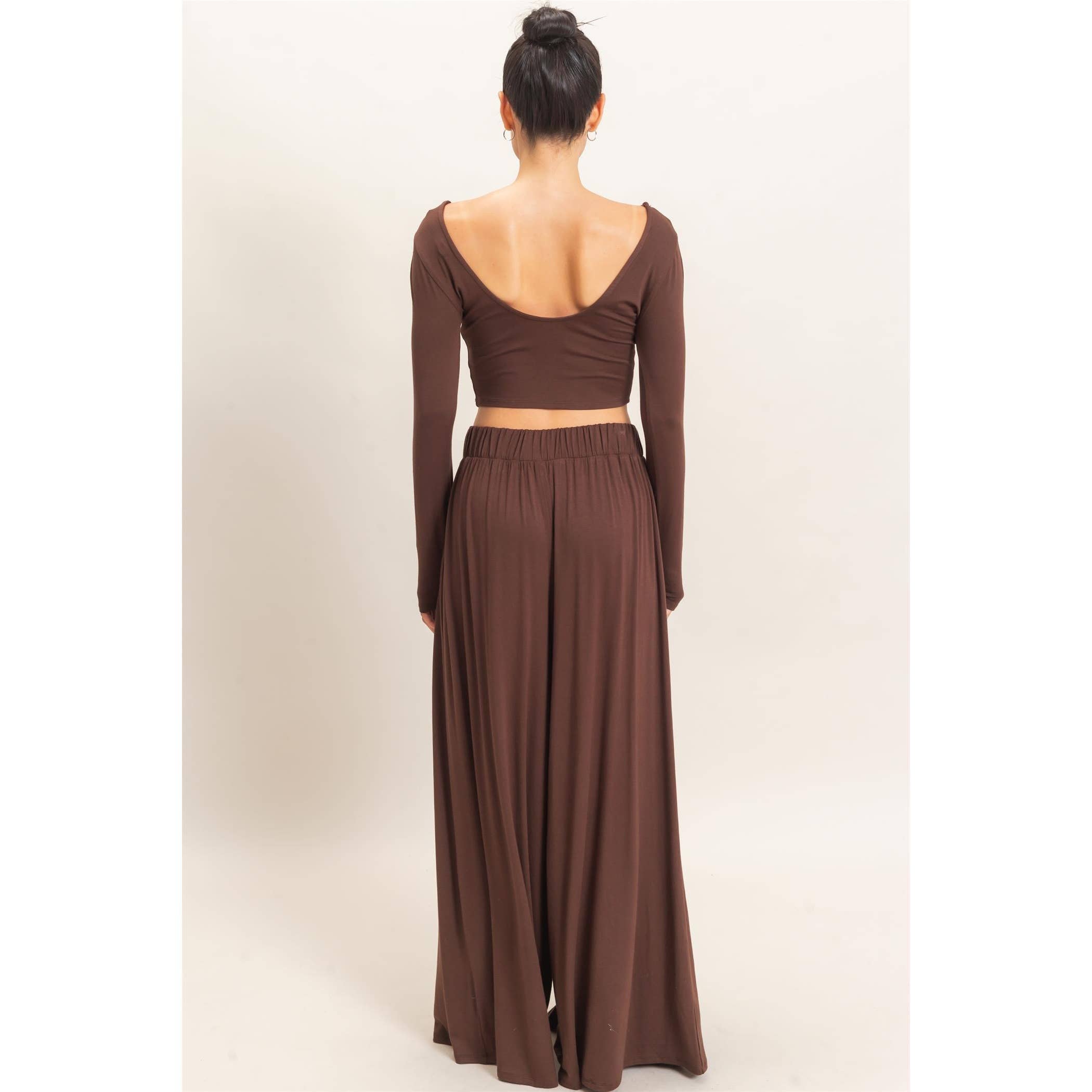 Long Sleeve Top & Wide Leg Pants Set