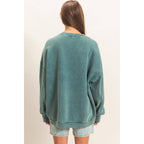 Acid Wash Crew Neck Long Sleeve Sweatshirt